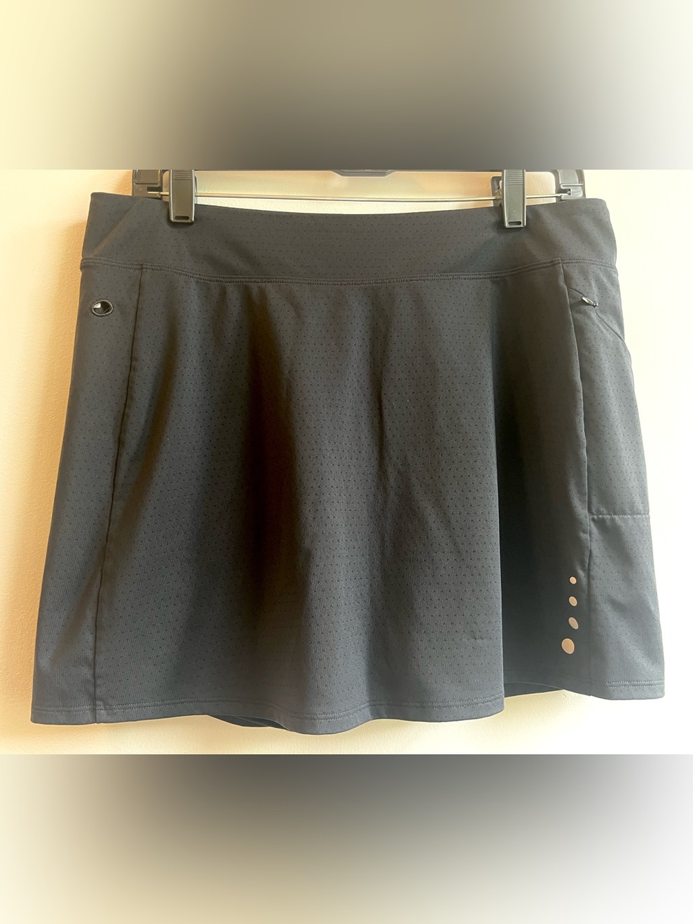 L.L. Bean Athletic Black Perforated Skater Skort with Zip Pocket